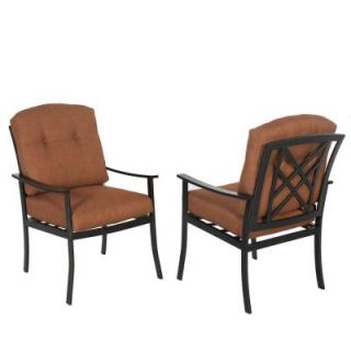 Hampton Bay Cedarvale Patio Dining Chair with Nutmeg Cushion (2 Pack) 133 008 DC2