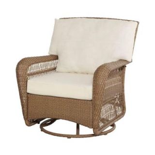 Martha Stewart Living Charlottetown Natural All Weather Wicker Patio Swivel Rocker Lounge Chair with Bare Cushion 55 909556/44