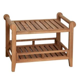27 in. Teak Rectangular Slatted Shower Seat with Handles ISS169