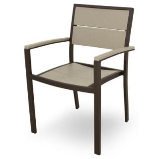 Trex Outdoor Furniture Surf City Textured Bronze Patio Dining Arm Chair with Sand Castle Slats TXA210 16SC