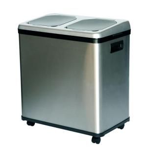 iTouchless 16 gal. Dual Compartment Stainless Steel Touchless Recycling Bin IT16RES