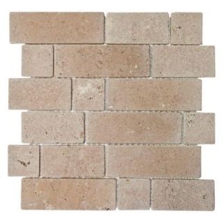 Jeffrey Court Noce Block Stone Mosaic Sheet 12 in. x 12 in. Travertine Wall and Floor Tile 53071