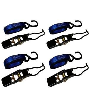 EVEREST 1,500 lbs. 1 in. x 6 ft. Ratchet Tie Down Motorcycle Straps (4 Pack) U1001 4