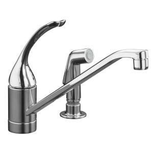KOHLER Coralais Single Hole 1 Handle Low Arc Kitchen Faucet with Sidesparyer in Polished Chrome K 15176 TL CP