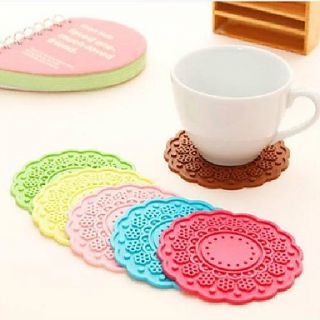 JJJ K1064 Fresh flowers, Candy colored Thick Silicone Coaster Round Multi sided Heat Pad