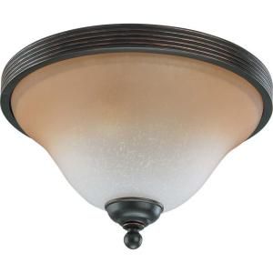 Glomar Montgomery 2 Light 13 in. Flush Dome withChampagne Linen Glass Finished in Sudbury Bronze HD 2753