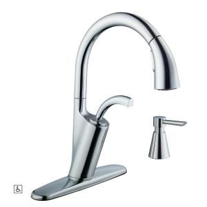 Glacier Bay Heston Single Handle Pull Down Sprayer Kitchen Faucet with Soap Dispenser in Chrome 67369 0001
