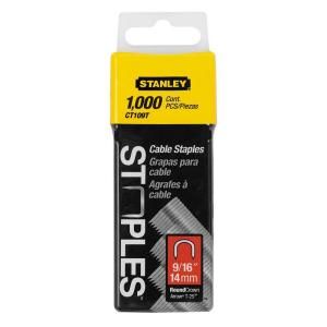 Stanley 9/16 in. Leg x 1 in. Crown 1/2 Gauge Galvanized Steel Cable Staple (1,000 Pack) CT109T