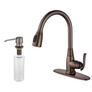 KRAUS Single Handle High Arc Pull Out Sprayer Kitchen Faucet and Dispenser in Oil Rubbed Bronze KPF 2230 KSD 30ORB