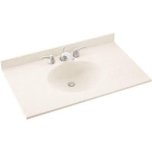 Swanstone Ellipse 61 in. Solid Surface Vanity Top in Tahiti Ivory with Tahiti Ivory Basin VC02261.059