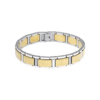 Mens 1/7 CT. T.W. Diamond Stainless Steel Gold Tone IP Link Bracelet, Two Tone