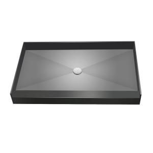 Tile Redi 34 in. x 48 in. Single Threshold Shower Pan with Center Drain in Black 3448C PVC
