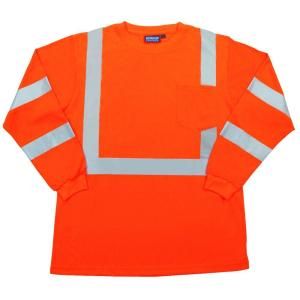 ERB 9603S Class 3 3X Jersey Knit Long Sleeve T Shirt in Hi Viz Orange 62133