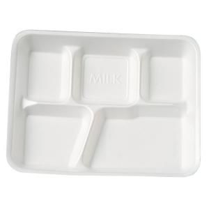Genpak School Tray Foam Serving Trays, Five Compartment, White GNP 10500
