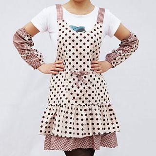 Apron,Cotton 3026,Brown Polka Dots Pattern (without Oversleeves)