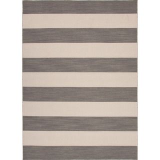 Handmade Flat Weave Stripe Pattern Gray/ Black Rug (4 X 6)