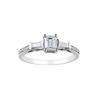 3/4 CT. T.W. Emerald Cut Diamond Bridal Ring In 14K White Gold, White/Gold,