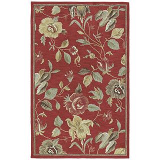 Lawrence Raspberry Floral Hand tufted Wool Rug (2 X 3)