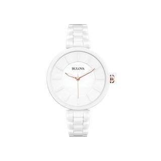 Bulova Womens White Ceramic Bracelet Watch