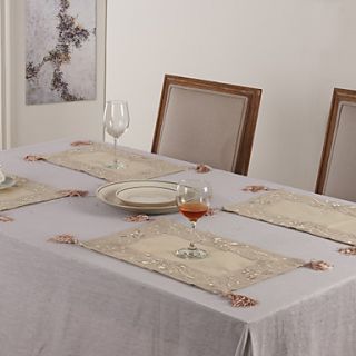 11X17 Modern Style Linen and Poly Beige Placemats