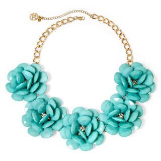 Mixit Gold Tone Mint 3D Flower Statement Necklace, Green