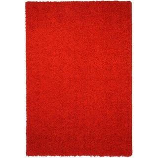 Shag Solid Red Area Rug (67 X 93)