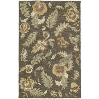 Hand tufted Lawrence Mocha Floral Wool Rug (2 X 3)