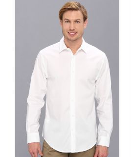Perry Ellis Long Sleeve Twill Non Iron Shirt Mens Long Sleeve Button Up (White)