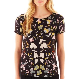 Mng By Mango Short Sleeve Floral Blouse, Black