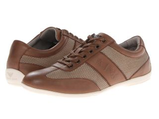 Armani Jeans Calfskin and Nylon Lace Up Mens Lace up casual Shoes (Brown)