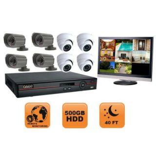 Q SEE Advanced Series 8 CH Surveillance System 500GB and (4) Dome (4) 420 TVL Bullet Camera with 19 in. Monitor DISCONTINUED QC448 839 5M