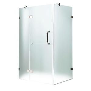 Vigo 34 1/8 in. x 34 1/8 in. x 73 3/8 in. Frameless Pivot Shower Enclosure in Chrome and Frosted Glass and Left Door VG6011CHMT363L