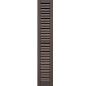 Winworks Wood Composite 12 in. x 66 in. Louvered Shutters Pair #641 Walnut 41266641
