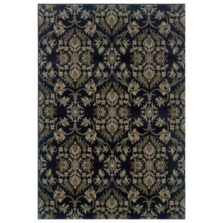 Floral Navy/ Grey Area Rug (710 X 1010)