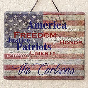 Personalized American Flag Plaque   Patriotic Family