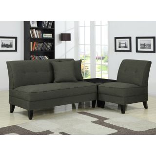 Portfolio Engle Charcoal Gray Linen 3 piece Sofa Set