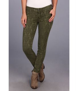 Free People Jacquard Washed 5 Pocket Womens Jeans (Olive)