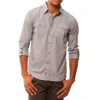 191 Unlimited Mens Grey Convertible Sleeve Woven Shirt