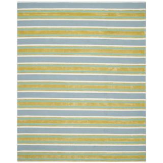 Isaac Mizrahi By Safavieh Beach Stripe Blue/ Green Wool Rug (5 X 8)