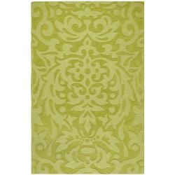 Hand crafted Green Damask Dendro Wool Rug (8 X 11)