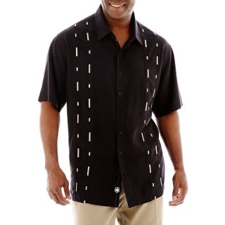 Nat Nast Short Sleeve Morse Sewed Silk Tencel Shirt Big and Tall, Black, Mens