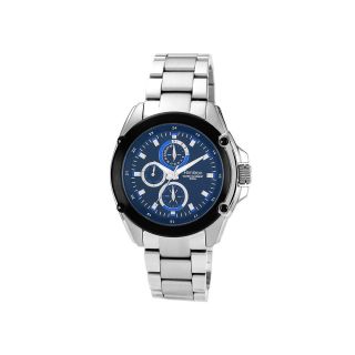 Armitron Mens Silver Tone Blue Crystal Accent Multifunction Watch