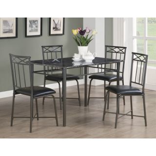 Monarch Black Marble And Metal 5 piece Dining Set Black Size 5 Piece Sets