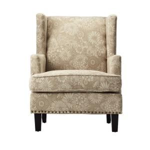 Home Decorators Collection Vincent Oat Fabric Wing Back Arm Chair 0947200590