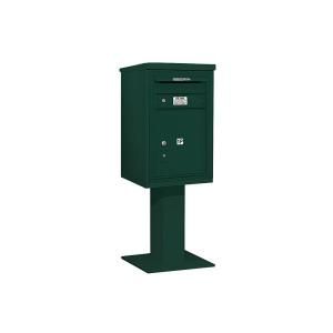 Salsbury Industries 3400 Series 55 1/8 in. 7 Door High Unit Green 4C Pedestal Mailbox with 1 PL5 Parcel Locker 3407S 1PGRN