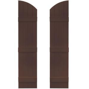 Builders Edge 14 in. x 61 in. Board N Batten Shutters Pair, Four Boards Joined with Arch Top #009 Federal Brown 090140061009
