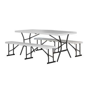 Lifetime 6 ft. Fold in Half Table and Bench Combo Pack 80348
