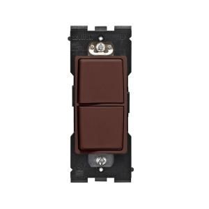 Leviton Renu 15 Amp Single Pole Dual Combo Switch   Walnut Bark 006 RE634 0WB