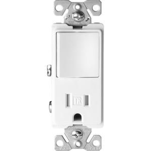 Cooper Wiring Devices 15 Amp Tamper Resistant Decorator Combination Single Pole Switch and Receptacle   White TR7730W