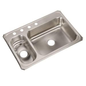 Elkay Celebrity Top Mount Stainless Steel 33x22x6 7/8 4 Hole Double Bowl Kitchen Sink CMR33224